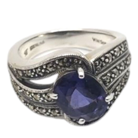 Heirloom 73 Sterling Silver Purple Stone & Marcasite Ring Size 7 #20869 - Picture 1 of 10